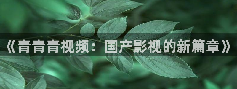 悟空分享影院在线观看：《青青青视频：国产影视的新篇章》